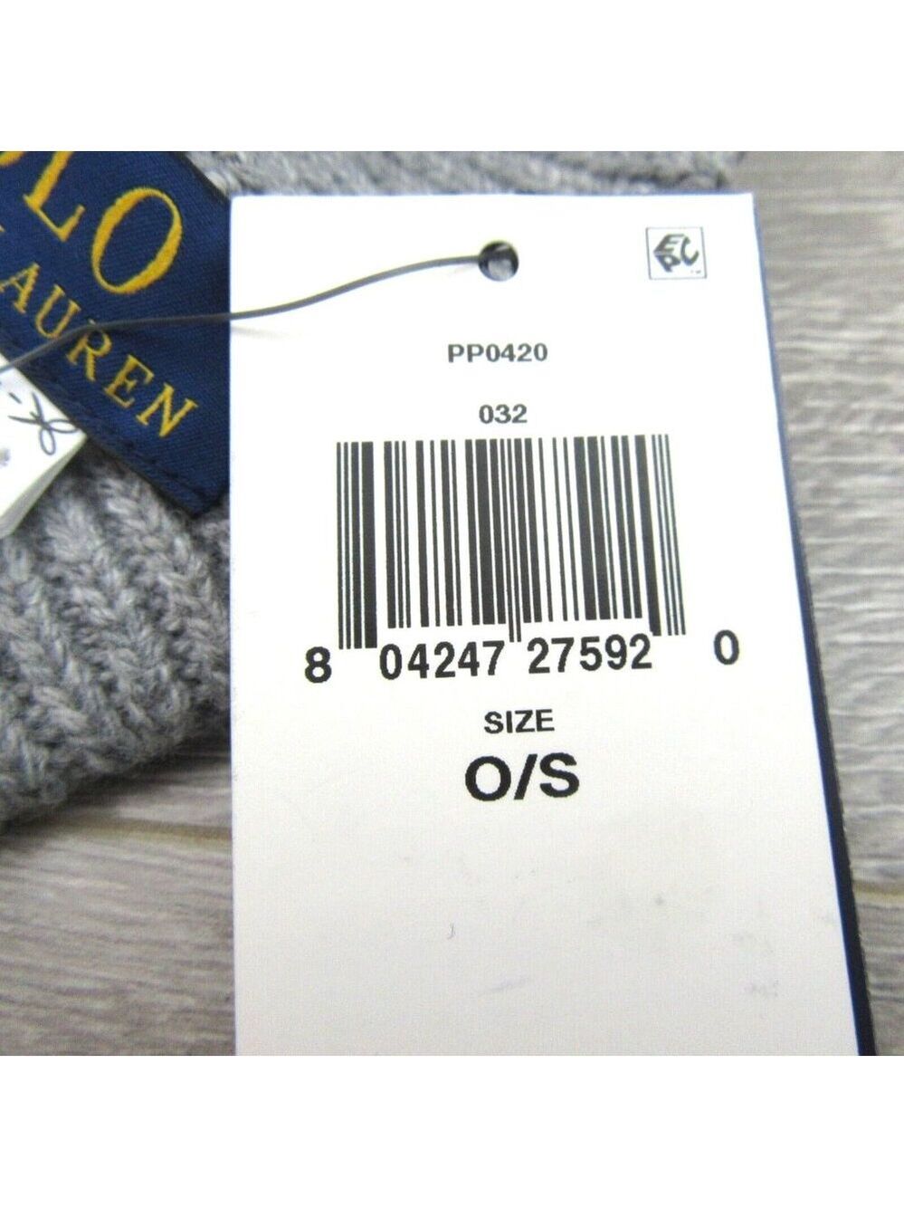 Polo Ralph Lauren RL Embroidered Bear Grey Beanie Cap One Size Fit NEW - Picture 10 of 10